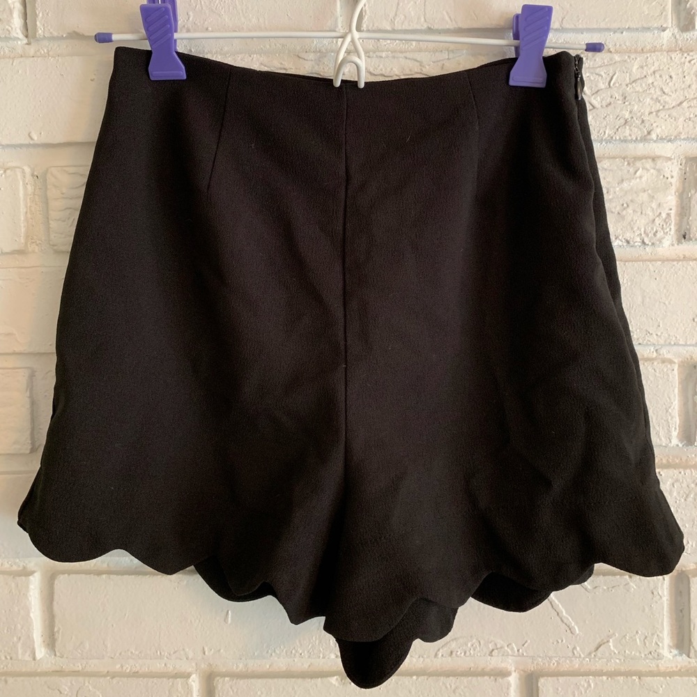 Black high waisted scalloped shorts